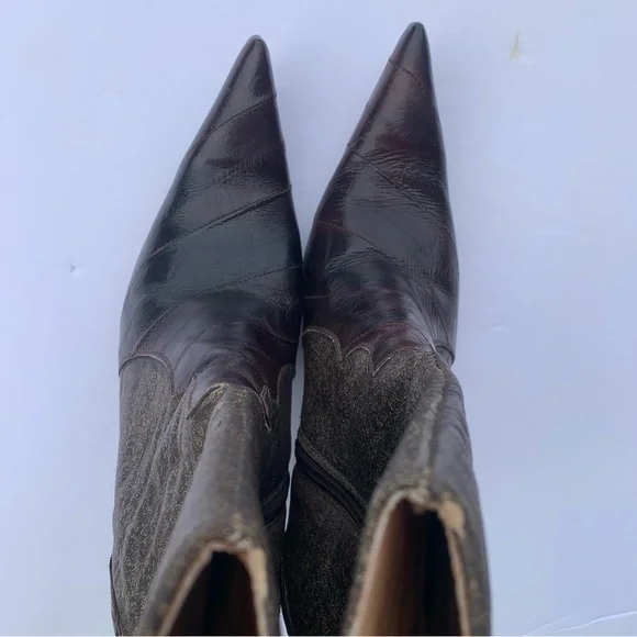 Lady Camp Fashion Exotic Eelskin Leather Boots Mobwife Whimsigoth Sz Mex 26/US 8 - Picture 7 of 11